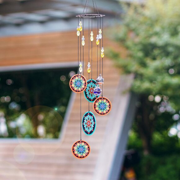 Chakra Crystal Metal Wind Chimes Window Garden Hanging Windchimes Boho Mandala - Picture 4 of 9